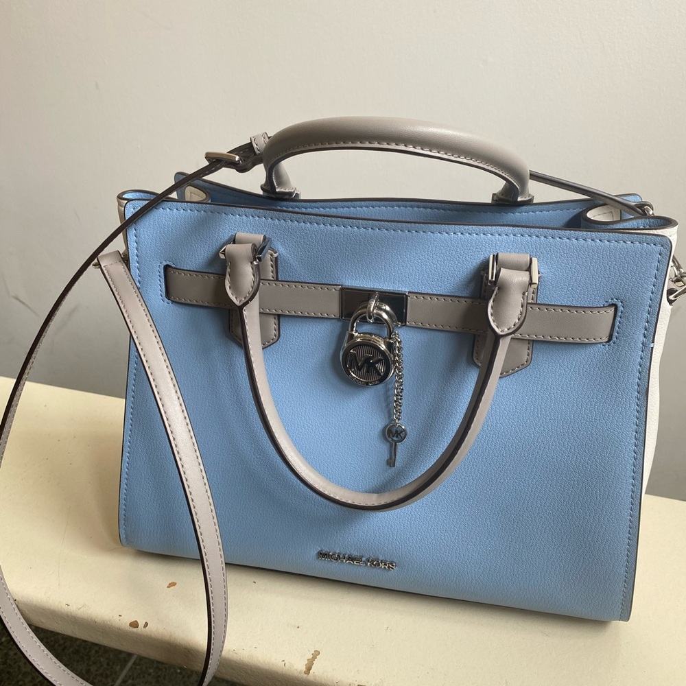 Michael Kors Light Blue and Gray Satchel